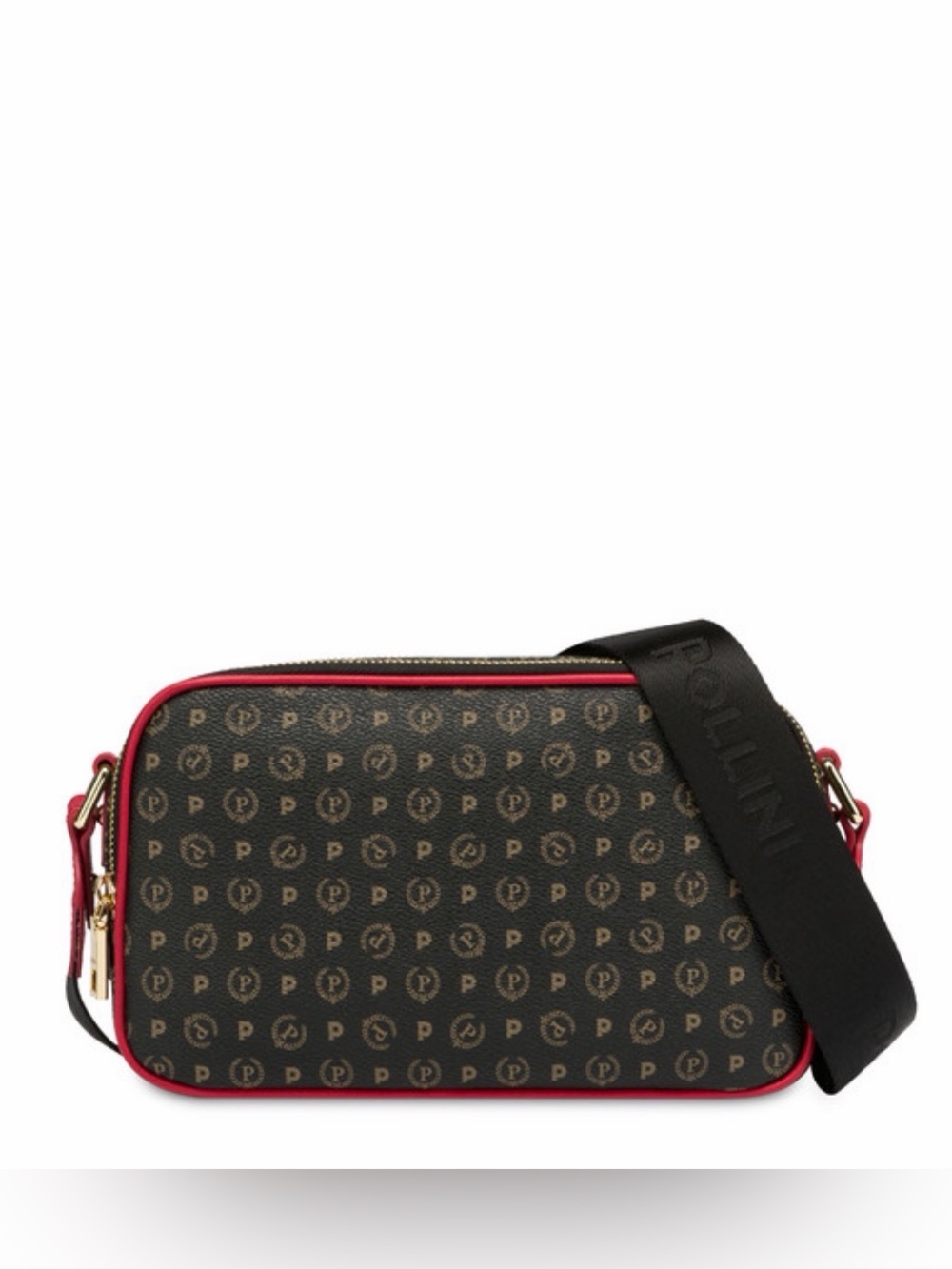 NWT Pollini Heritage Logo Classic Bag Black/laky Red Crossbody shoulder bag
